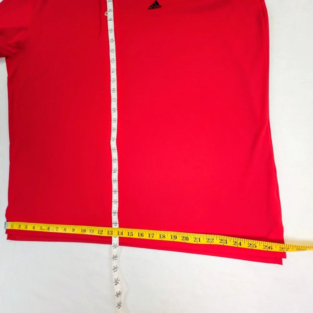 Adidas Golf Polo Shirt Mens 2X Red Performance Short Sleeve Three Button Placket